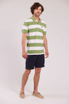 Mick Block Striped Pique Olive/White