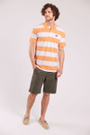 Mick Block Striped Pique Peach/White